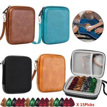 Lot de 15 médiators avec pochette de rangement, accessoires de guitare, couleur de la boîte aléatoire