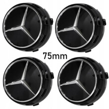4 pezzi 75 mm Nero Originale Tappo Mozzo Cerchio Cerchio Alto Logo Originale per Mercedes Benz