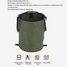 Contenitore da campeggio capiente, portatile e multifunzionale, realizzato in tessuto Oxford 600D, con coperchio, colore verde scuro.