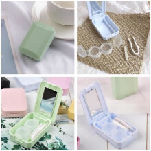 Contact lens case, portable contact lens case, with storage container, square care box, for home, travel