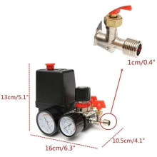 Pressostato monofase a 4 vie per compressore d'aria da 90-120 PSI con manometri per una rapida riduzione della pressione 2