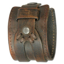 Men's Leather Bracelet Force Cuff Antique Brown - Brand - Model - Leather - Brown - Men