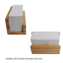 2x Bamboo Wood Business Card Holder for Office, Sturdy Business Card Display Stand for Desk, Suitable for Men