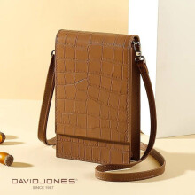 David Jones - Crossbodytas voor dames met telefoonvak - Kleine schoudertas - Elegante clutch van imitatieleer - Bruin