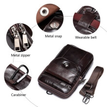 Small Men's Genuine Leather Flap Phone Belt Pouch Shoulder Bags for Men [0B63418]