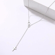 Necklace with Cross and Infinity Pendants in Silver Stainless Steel, Christian Jewelry, Cross Jewelry, Catholic Jewelry, Religious