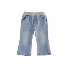 (18-24 Months, Blue) Toddler Baby Girl Flared Jeans Adorable Contrast Color Mid Rise Bell-Bottom Denim Pants for Casual Daily Wear