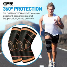 Unisex Adjustable Compression Knee Brace - KIRINSPORT - XXL - Orange - Fitness - Multisport