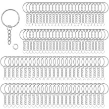 100 Pieces 25mm Keyring Attachment Kit Stainless Steel Chain Ring with Chain for DIY Jewelry Making Necklace Bracelet |