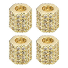Rhinestone Charm Beads 5 Pieces - Hexagonal Cubic Zirconia Spacer Beads for Bracelet Jewelry Making