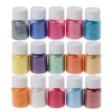 15-delige glitter mica poederset, 50 kleuren, epoxyhars, kleurstof, make-up, badbom, zeep