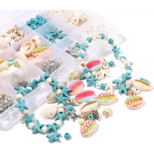 DIY Turquoise Shell Bead Kit, Adjustable Conch Foot Bracelet, Handmade Bohemian Earrings, Necklace