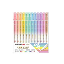 Pastellfarbene Textmarker, 12 doppelseitige Textmarker mit sanftem Schreibgefühl, radierbare Textmarker mit Keilspitze, farbige Textmarker
