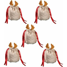 Christmas Velvet Candy Drawstring Bag, Cute Velvet Deer Antler Bag, Party Gift Bag, Christmas Gift Wrapping Bag, Decoration Bag (Brown)