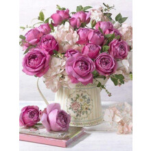 Complete DIY diamond embroidery kit, flower teapot, 5D diamond painting, complete book, plant, round cross stitch