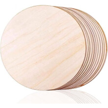 Houten schijven, 20 stuks ronde houten schijven, voor schilderen, knutselen, decoratie, onderzetters, handwerk, diameter 10 cm
