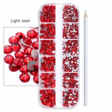 Round Glass Rhinestones for Nail Art, 6 Sizes SS4-SS30 (Red Crystal)