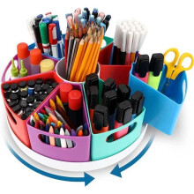 Schreibtisch-Organizer – Stiftehalter – 360 – 9 Fächer – Kindergröße – Buntes Plastik