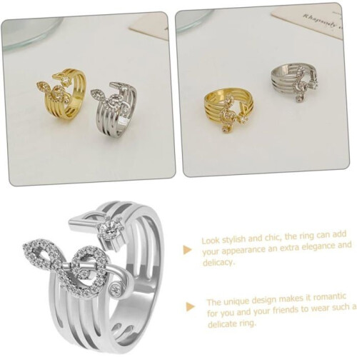 Music Note Ring, Women's Rings, Open Ring Wedding Jewelry Decor, Silver
