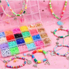 ZGEER Sieradenmaakset - Armband en ketting - 24 kleurrijke kralen - Voor kinderen - Meerkleurig