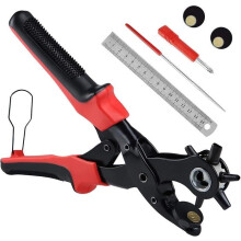 Pinza punzonatrice - Rossa - Acciaio placcato - Ergonomica - 6 punzoni rotanti
