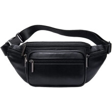 Vintage-Ledergürteltasche für Herren – Schwarz – Ideal für Reisen, Wandern und Laufen
