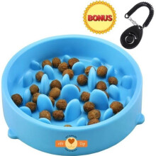 ePeTop Slow Feeder Bowl for Dogs and Cats - Promotes Healthy Eating and Slow Digestion - Blue