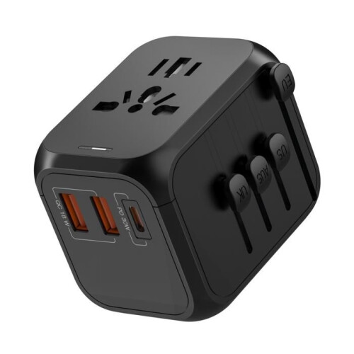 Universal adapter with 30W, 2 USB-A, 1 USB-C power adapter - Compatible with over 100 countries