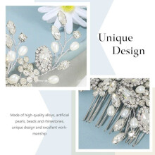 Pettine da sposa - Accessorio per capelli - Argento - Cristalli - Perle - Flessibile