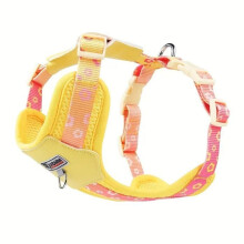 Adjustable, Lightweight, Breathable, Anti-Pull Dog Harness with Reflective Logo and Hook - Yellow L