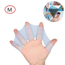 1 pair of unisex adult and children's silicone webbed fingers swimming gloves with fins for training