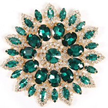 Kristallen glazen strasssteentjes voor het versieren van dameskleding en accessoires, 11 cm (groen-gouden basis)