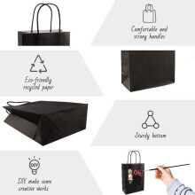 Gift Bags - ZGEER - 20 pcs - Black - 26x12x31 cm - For Birthdays and Weddings
