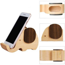 Wooden elephant pencil holder, multifunctional organizer with phone stand PZCC
