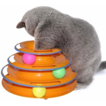 Kattenlabyrintspeelgoed - Niet-giftig - 3 ballen - 3 banen - Oranje - Voor binnen