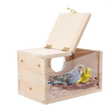 Nestkast voor parkieten, transparant vogelhuisje voor in de kooi, houten nestkast voor papegaaien, grasparkieten, valkparkieten en