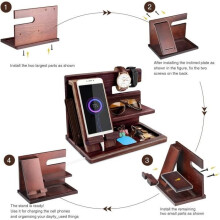 Multifunctional Wooden Desk Organizer, Watch Charging Station, Phone Holder, Creative Christmas Gifts for Men