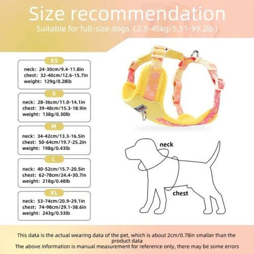 Adjustable, Lightweight, Breathable, Anti-Pull Dog Harness with Reflective Logo and Hook - Yellow L 1