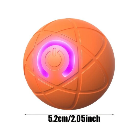 Smart Rolling Ball for Dogs and Cats, Interactive Toy, Bite-Resistant, with Light - Orange 1