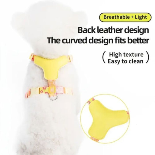 Adjustable, Lightweight, Breathable, Anti-Pull Dog Harness with Reflective Logo and Hook - Yellow L 2