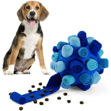 Interactive Sniffing Toy - AQSACOKIYA - Dog Ball - Fleece Fabric - Rubber - Blue