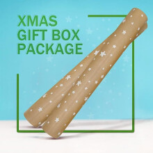 Rotolo di carta da regalo kraft bianca a forma di stella, ecologica, per compleanni, feste e decorazioni natalizie (15 m x 43 cm)