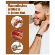 Men's copper magnetic bracelet, 3 adjustable rows of copper magnets, 3500 gauss, magnets (black), rings