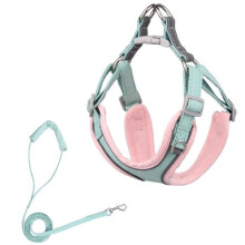 (Purple-Yellow / M) Adjustable Dog Harness, No Pull, Outdoor Walking Leash for Puppy, Cat, French Bulldog, Chihuahua
