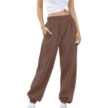 Effen harem joggingbroek voor dames met zakken, elastische baggy fitness trainingsbroek, casual sportieve harembroek