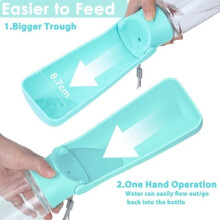 Dog Water Bottle - Multifunctional Pet Water Bottle for Dogs and Cats - 550ML - Mint Green