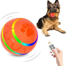 Palla intelligente arancione per animali domestici, con luci a distanza, in TPU sicuro e lavabile, per cani.