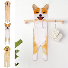 Serviette en forme de corgi, à l'allure créative et réaliste, pouvant être suspendue pour s'essuyer les mains, servir de serviette