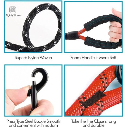 Strong and Comfortable Dog Leash for Medium Dogs - FOOTIER - Red 2