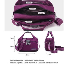 Borsa a tracolla da donna in tessuto Oxford impermeabile, borsa da viaggio multifunzionale e alla moda - Grigio chiaro